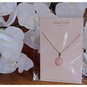 Sanctuary Project Rose Quartz Round Pendant Necklace 18” chain + 2” extender NWT